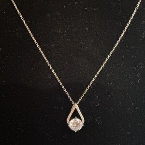Dainty 925 silver and CZ Teardrop Pendant Necklace Set